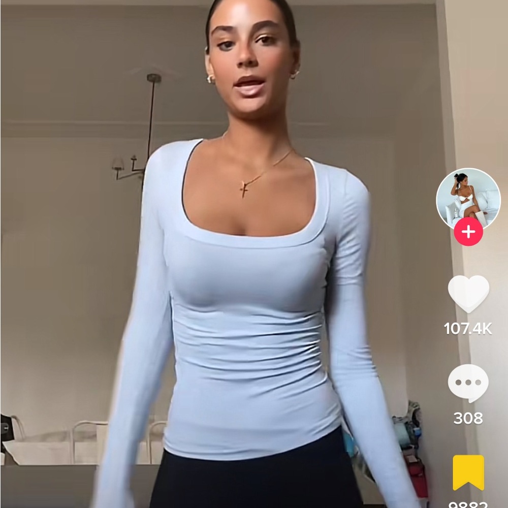 Cotton on Staple Rib Scoop Neck Long Sleeve Top